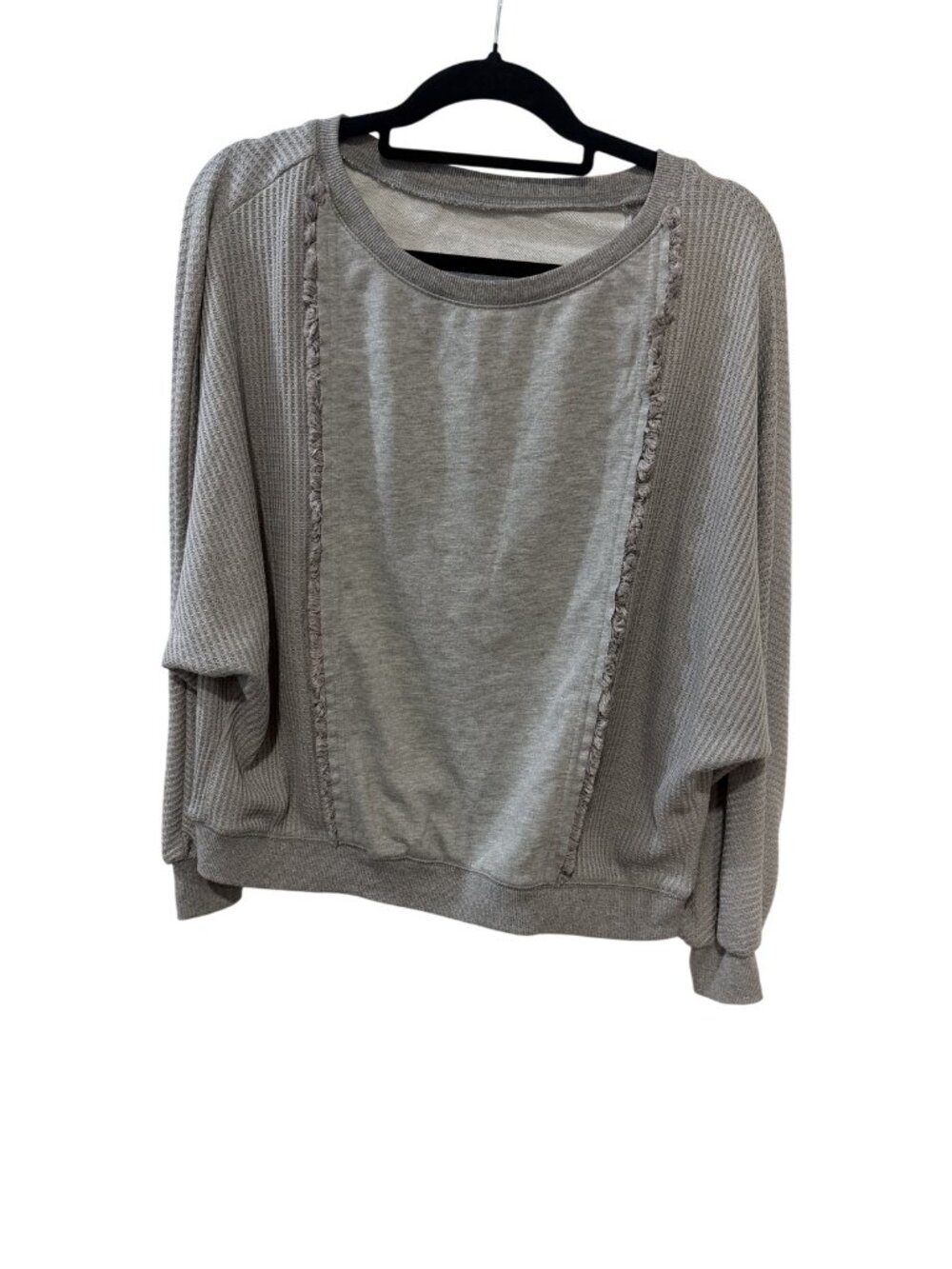 Unbranded Size Small (S) Gray Knit Cardigan Mixed Texture Open Front Sweater